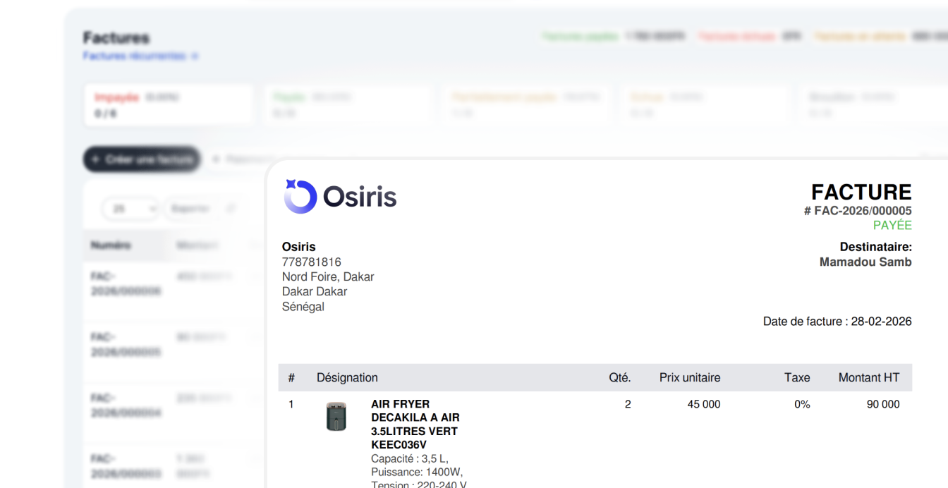 Osiris - Outil de facturation, gestion de stock et CRM